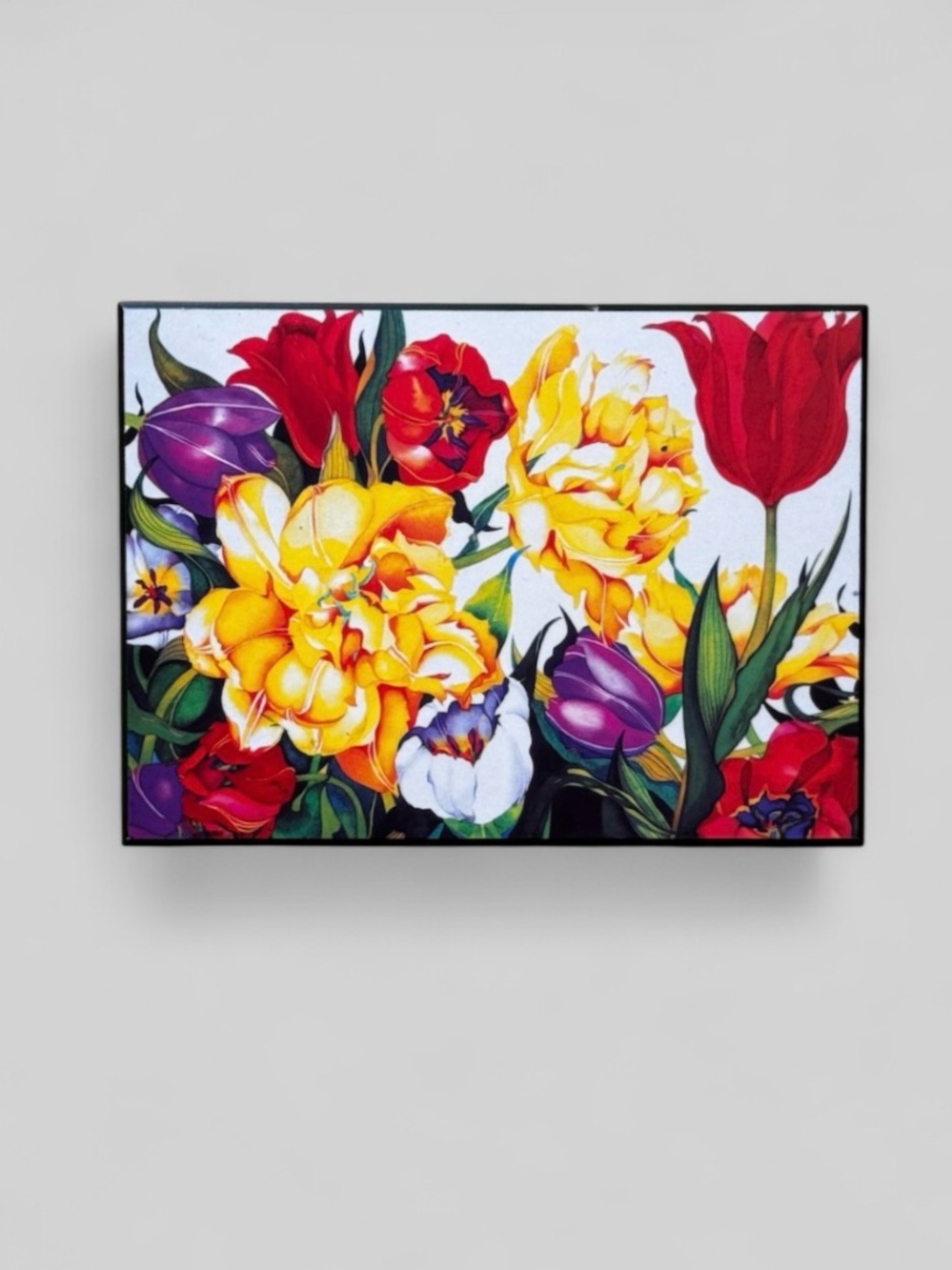 Vintage 1990s Floral Art Plaque 5x7 Tulip Botanical Wall Decor